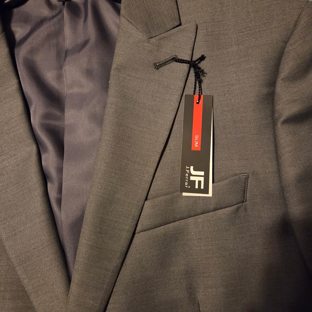 JF J. Ferrar Charcoal Slim Fit Blazer